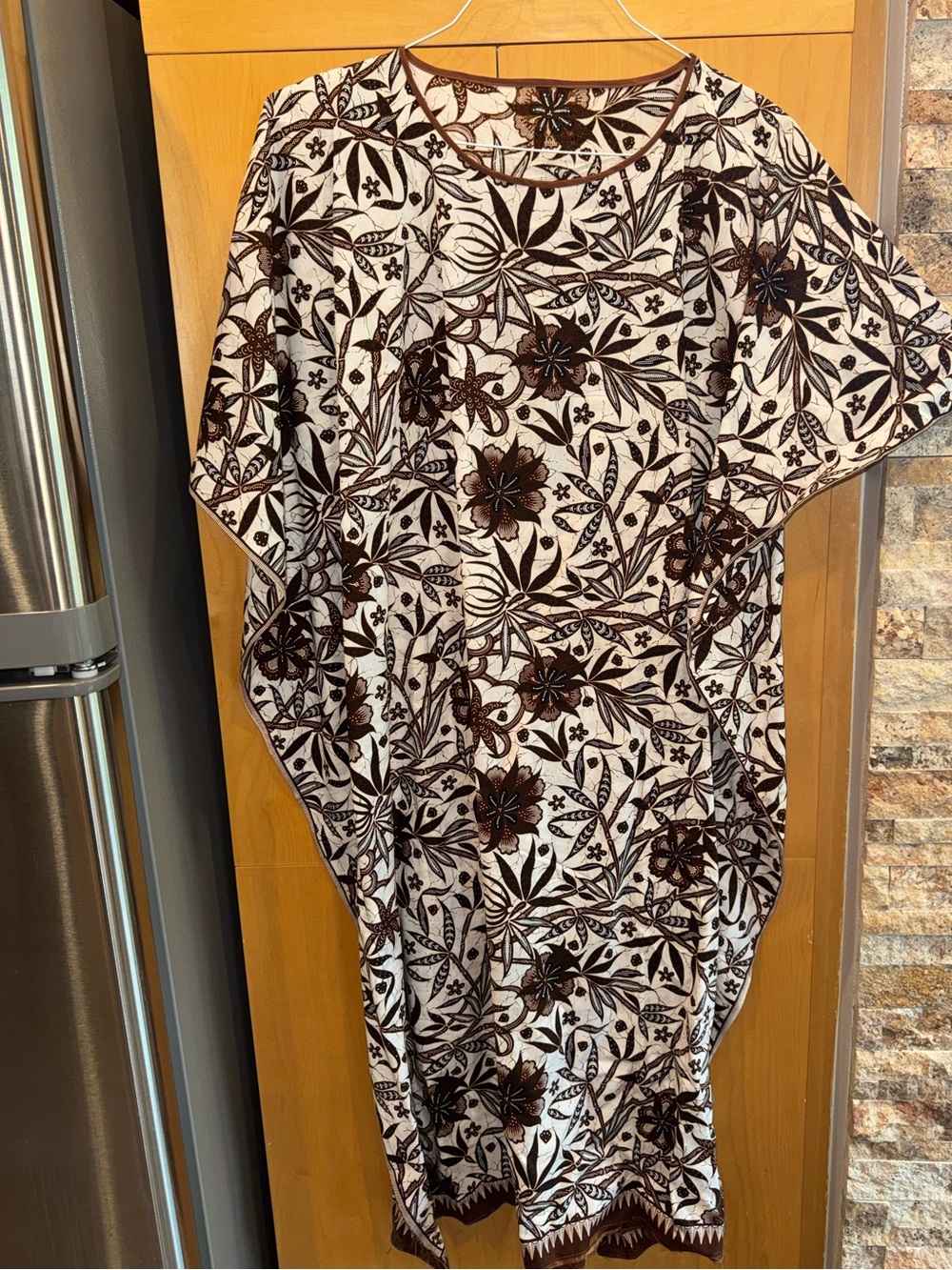 Brown Floral Print Caftan